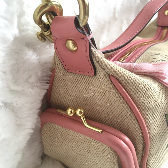 Coach Limited Edition Tattoo Embroidered Leather Canvas Sling Pochette Handbag. - Picture 8 of 10